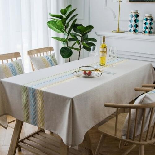 Bohemian Embroidered Diamond-Shaped Cotton And Linen Tablecloth Simple Geometric Wheat Ears Rectangular Coffee Table Tablecloth
