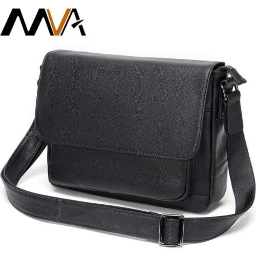 MVA Mens Genuine Leather Bag Shoulder Men Skin Leather Messenger Bag For Men Fashion Casual Man Purse Shoulder Bags Small