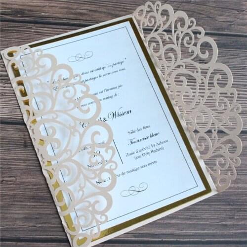 Rustic wedding invitation with small card envelopes metallic gold invite RSVP design transparent belly band