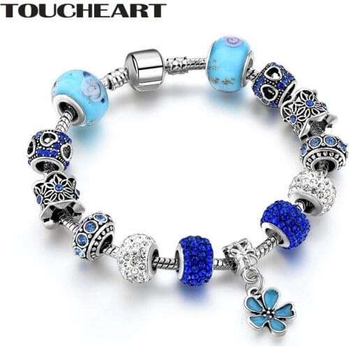 TOUCHEART Handmade Blue Shamrock Bracelet & Bangles Charms For Women Luxury Brand Jewelry Making Friendship Bracelets SBR170068