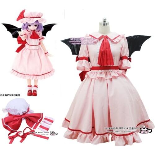 Touhou Project Remilia Scarlet Delux Cosplay Costume with hat and wing