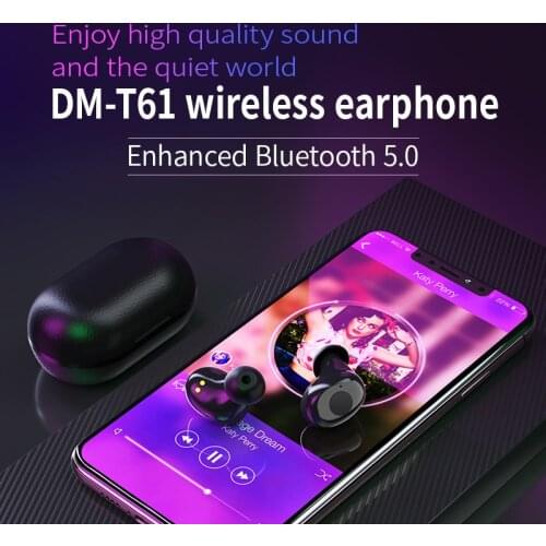 DM Bluetooth TWS Headset Wireless Earbuds Touch Control Voice Assistant T61 Bluetooth TWS Headset Wireless Earbuds