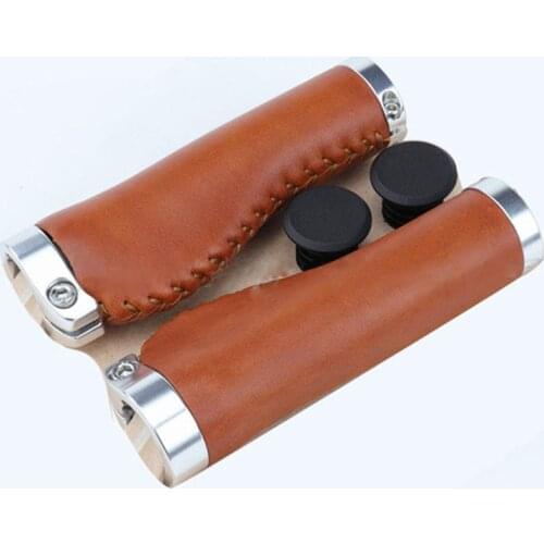Bicycle Grips Leather Bike Grips Bicycle Grips Round Mountain Bike with Lock Bike Grips Leather Bicycle Grip Riding Accessories