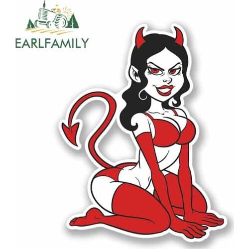 EARLFAMILY 13cm x 13cm for Sexy Devil Girl Funny Car Stickers Bumper Trunk Truck Graphics Vinyl JDM Air Conditioner Waterproof