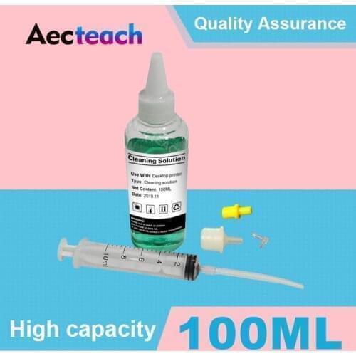 Aecteach 100ml Printer Head Cleaning Liquid For Epson Fluid Nozzle Cleaner Dye Ink With Syringe all tool Printer