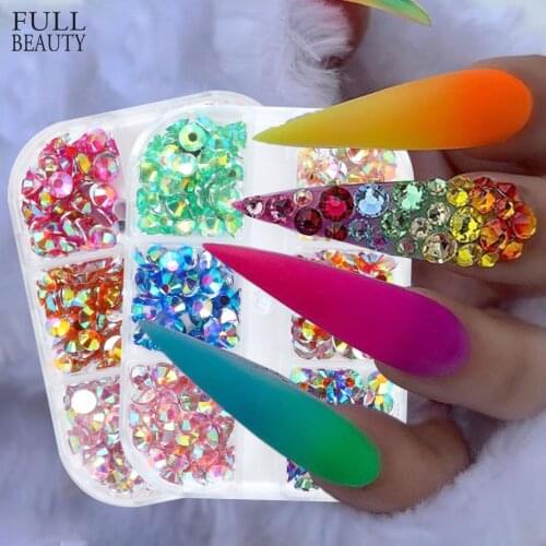 1 Box Crystal Nail Art Rhinestone Flat Back Shiny Stone Decoration 3D Crystal Nail Studs Gem Jewelry Manicure Accessories CH1923