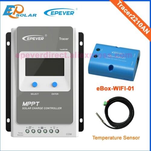 12V 24V solar battery charger Tracer2210AN 2206AN Max PV input 60v 100V wifi BOX temp sensor EPEVER EPSolar regulator 20A 20amp