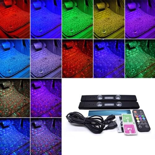 Car Interior Ambient Lights 2pcs LED USB 7 Colors RGB Atmosphere Lights Set