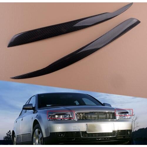 2pcs/set Car Glossy Black Wear-resistant Headlight Eyelids Eyebrows Protector Cover fit for Audi A4 B6 2002 2003 2004 2005