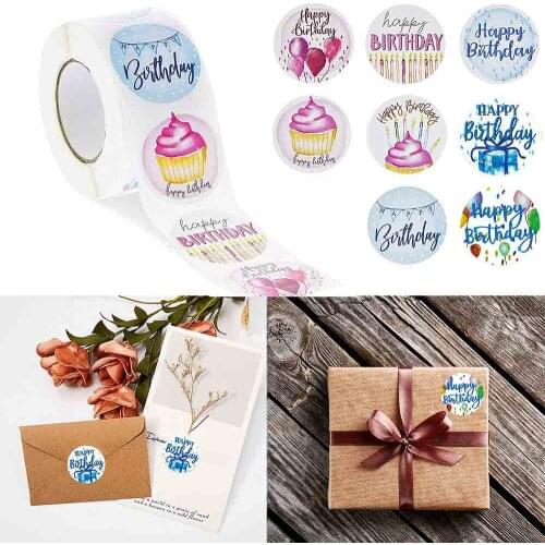 500Pcs Happy Birthday Stickers Gift Packaging Sealing Label DIY Party Decoration Self-adhestive Handmade Stationery Sticker