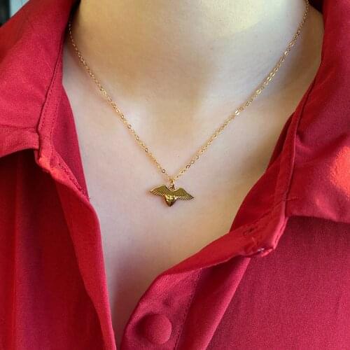 925 Silver Womens Necklace Fashion Love Wing Necklace Light Luxury Womens 18k Gold Clavicle Chain Student Gift