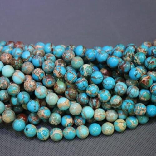 Aqua Imperial Emperor Stone Necklace, Sediment Slice Loose Beads Drilled Slab Women Fashion Accessories Jewelry Making