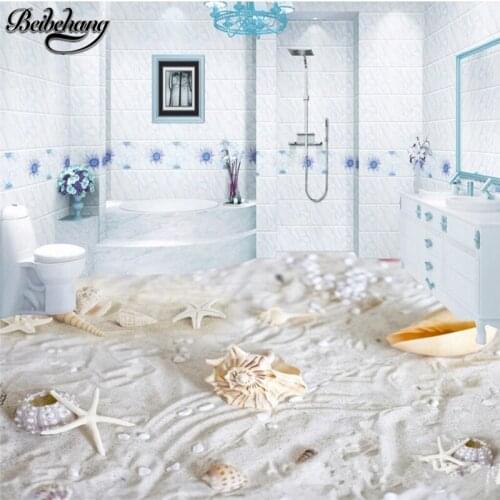 Beibehang Custom decorative floor painting 3d three-dimensional waterproof Mediterranean style Conch 3D self-adhesive floor