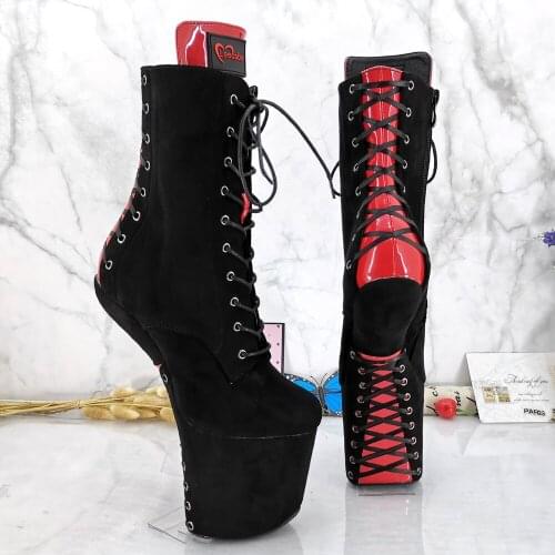 Leecabe Lace Up Ankle Boots Sexy Exotic Pole Dance Stripper young trend fashion color matching shoes