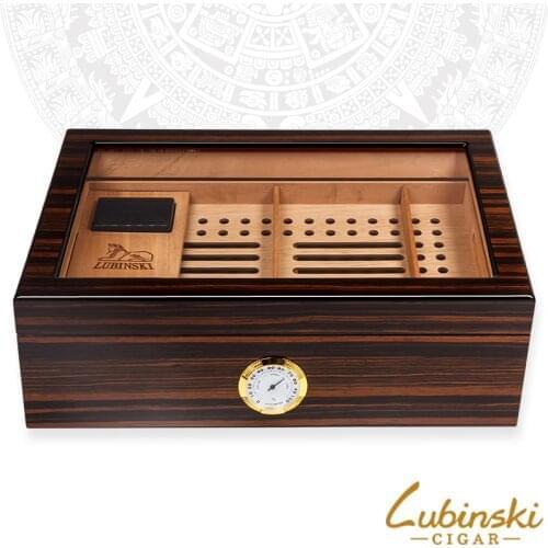 Cohiba Cedar Wood Glass Display Cigar Tobacco Humidor Case Cigarette Holder With Lock Wood Storage Box Hygrometer Humidifier