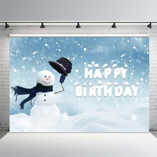 Mehofoto Photography Backdrops for Boy Birthday Party Newborn Baby Winter Christmas Photo Background White Snowflake Snowman