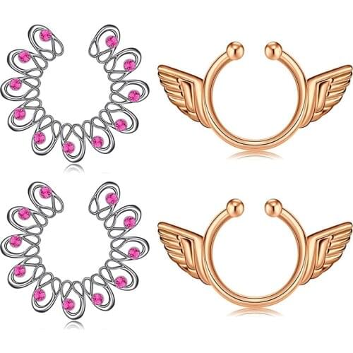 Fake Nipple Piercing Fake Nipple Ring Non Piercing for Women Adjustable Nipplering Clips Faux Body Piercing Jewelry