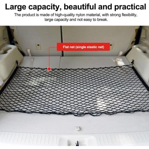 Car Storage Mesh Organizer 4 Hooks String Bag Rear Storage Cargo Luggage Elastic Net Pocket For Car Van Pickup SUV
