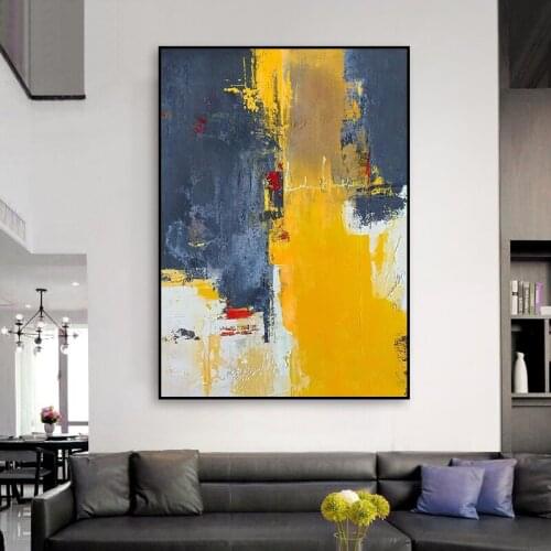 Grey Canvas Painting High Skilled Living Room Restaurant Interior Decoration Picture Wall Art Hand Painted Oil Painting