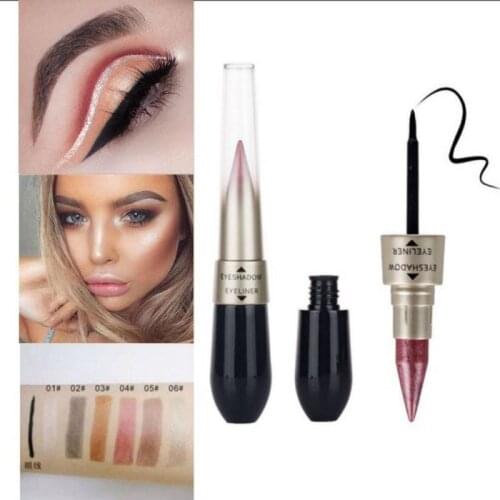 Creative Double-end Eyeshadow Black Eyeliner Pencil Waterproof 6 Colors Pigment Shimmer Glitter Smokey Eye Makeup Tool HOT TSLM2