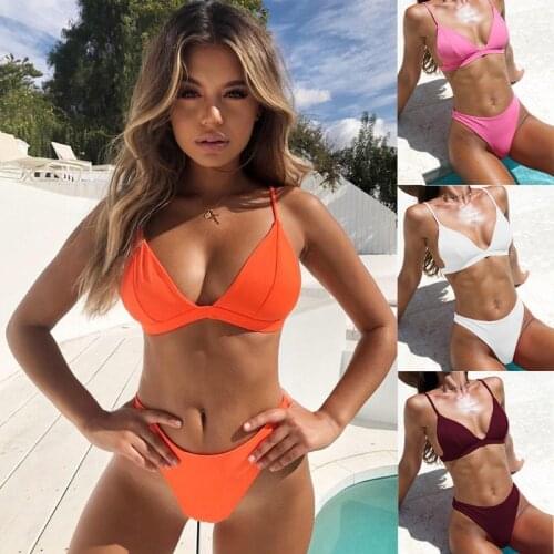 Women Sexy Thong Bikini Set Swimwear New Push Up Padded Swimsuit Summer Beach Bathing Suit Women Biquini Swim Wear
