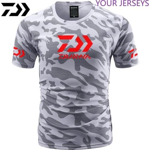 Summer Daiwa Clothing For Fishing Camouflage Outdoor Tshirt Breathable Letter Short Sleeve Top Sport Quality Tee DAIWA Pesca