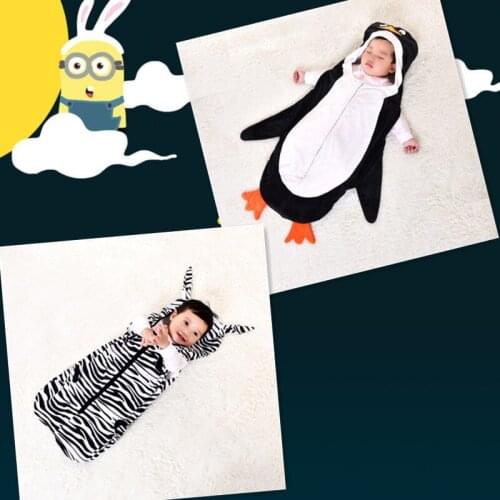 Little Penguin And Little Zebra Cartoon Baby Sleeping Bag Newborn Neighbor Newborn Baby Carriage Bedding Warm Pretty Sleep Sack