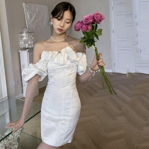 Small Dress Women Can Usually Wear 2021 New White One-shoulder Dress with Backless Sexy Small Dress Women A281