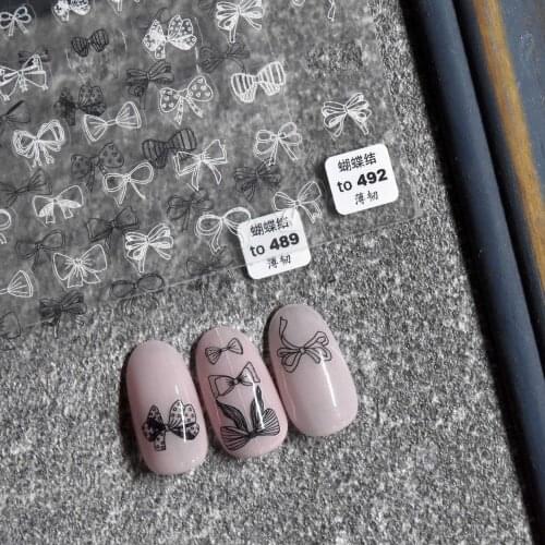 New craft 3D nail art stickers frosted ultra-thin lace bow nail art stickers