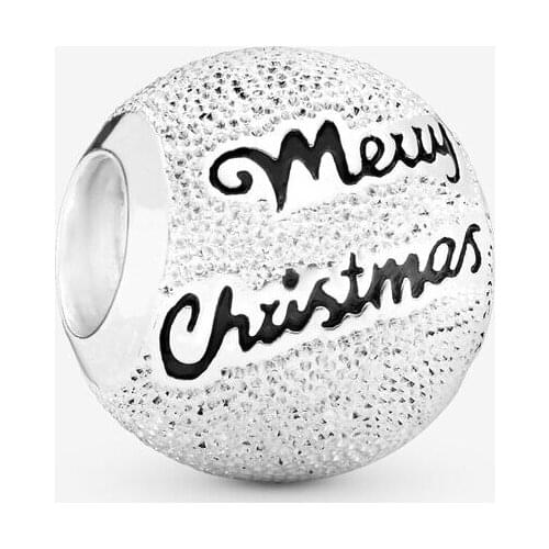 Fits Pandora Charms Bracelet 925 Sterling Silver Merry Christmas Charm Metal Beads for Jewelry Making Women Girl Gift