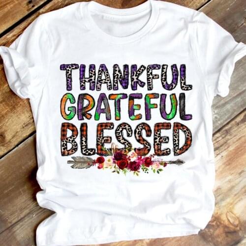 Women Letters Fashion Casual Happy Halloween Thanksgiving Autumn Fall Clothing Cartoon Tshirt Female Tee Top Graphic T-shirt
