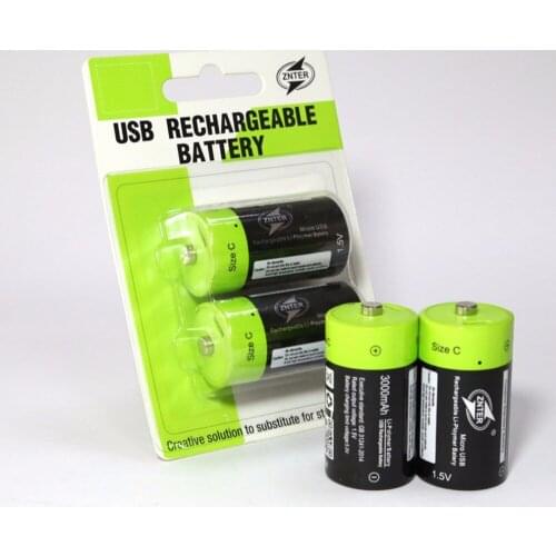 4pcs Original ZNTER 1.5V 3000mAh Size C Rechargeable Battery Lithium Polymer Battery Charged by Micro USB Cable Drop shipping