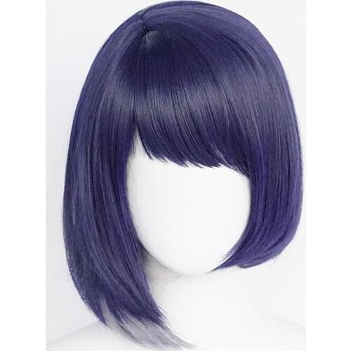 Game Genshin Impact Kujou Sara Cosplay Wig 35cm Blue Short Straight Heat Resistant Synthetic Hair Anime Wigs + Wig Cap