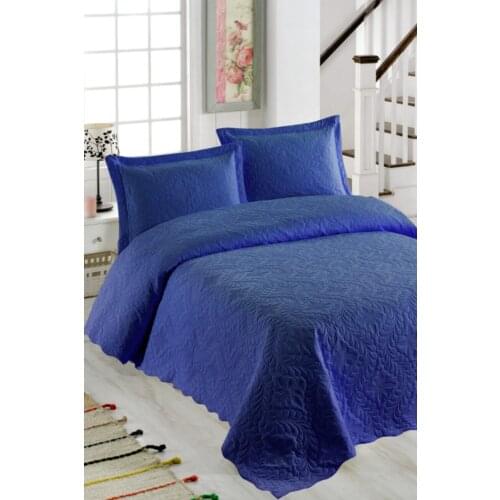 Ivy Navy Blue Double Personality Microfiber Quilted Bedspread Cotton-Polyester 250x260 Çarşafsız Single Size