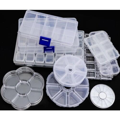 Transparent Plastic Storage Case Small Component Jewelry Empty Tool Box For Storing Bead Rhinestones Accessories Removable