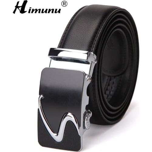 [HIMUNU] Fashion Brand Genuine Leather Man Belt High Quality Belts Men Luxury Designer Automatic Buckle Business jeans Mens belt