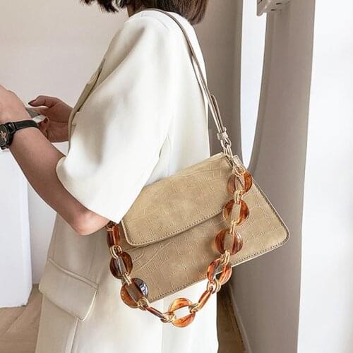 Luxury Women Handbags Designer 2021 Fashion Retro Ladies Chain Shoulder Bag Stone PU Leather Crossbody Tote Bags For Women
