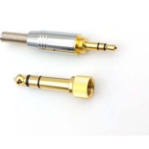 1000set Self-locking stereo plated 6.35mm revolution to 3.5mm self-locking nut take plug connectors New