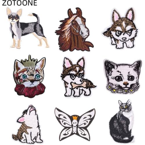 ZOTOONE Iron-on Patches Sew on Wolf Badge for Clothes Jeans Heat Transfers Embroidery for Kids DIY Animal Dog Patch Appliques G