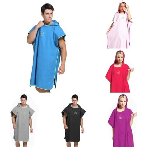 Unisex Mens Womens Surf Beach Swimming Poncho Wetsuit Changing Robe Towel & Hood for Swim Pool Kayak Kite Surf - Choose Colors