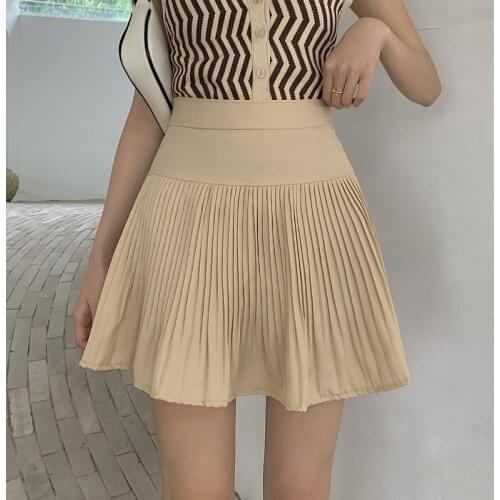 Ete 2021 Summer Skirt High Waist Preppy Sstyle Sexy Pleated Short A-Line Skorts Kpop Clothes Tenis Feminino School Girl Uniform