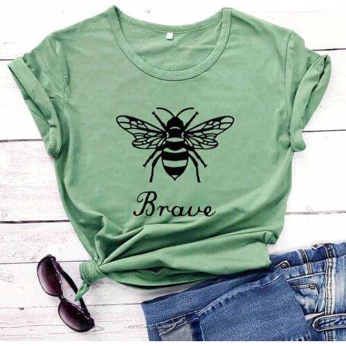 Be brave funny women t shirt Bee Shirt new arrival 100%cotton funny t shirt Bee Lover Shirts bee brave christian Shirts