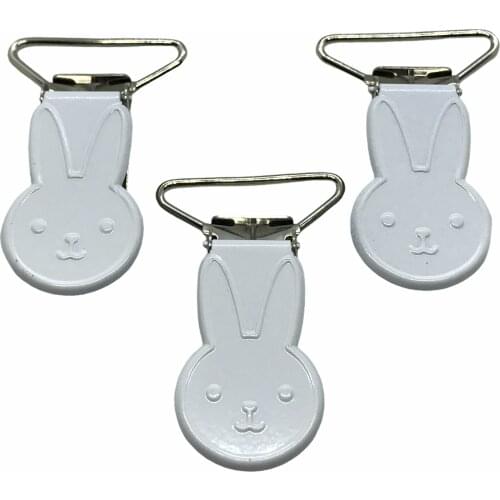 25pcs 1'' 25mm #2 WHITE COLOR Rabbit Bunny Shape Suspender Clips