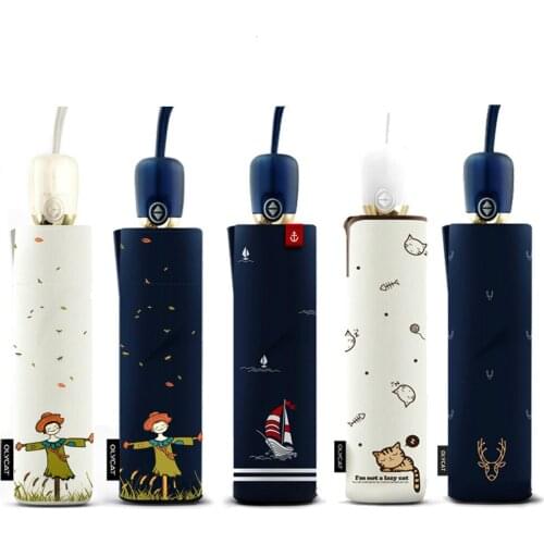 LISM Automatic Umbrella Rain Women Brand Cartoon Print Sunscreen Folding Umbrellas Windproof Anti UV Parasol 5 Styles Paraguas