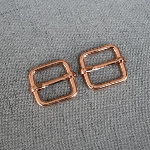 1 Piece 20mm Rose Gold Metal Accessories DIY Shoulder Leather Bag Strap Belt Web Rectangle Adjust Tri-glide Pin Buckle Slider