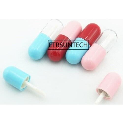 100pcs Portable Capsule Tube Transparent Gloss Lip Tube with Wands and Soft Brush DIY Cosmetic Containers F3932