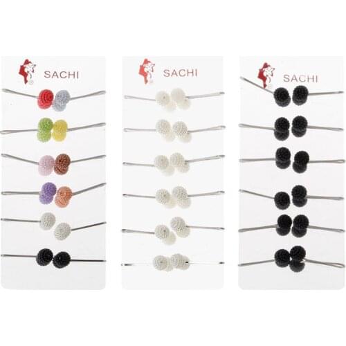12Pcs Muslim Hijab Scarf Safety Pin Clips Pearl Ball Brooch Kit Fashion Jewelry