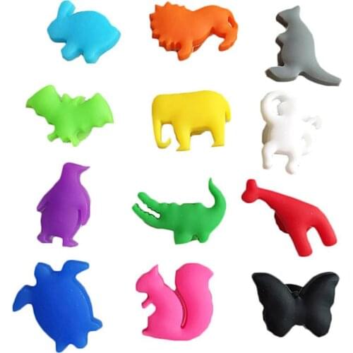 12pcs Silicone Red Wine Glass Marker Creative Animal Marker Charm Drinking Glass Identification Cup Labels Tag Signs For Party