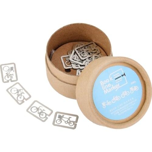 20pcs 4 Style Metal Bookmark Souvenirs Field Line Marker With Box Bicycle