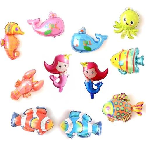 5pcs/lot Mini Ocean Fish Foil Balloon Childrens Toys Decoration Foil Balloons Octopus Clownfish Spot Fish Crayfish Foil Balloon